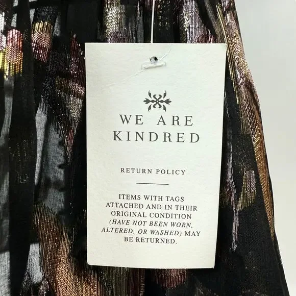 New w/ Tags WE ARE KINDRED silk metallic floral dress HARLOW FLOUNCE gown. - Picture 13 of 17